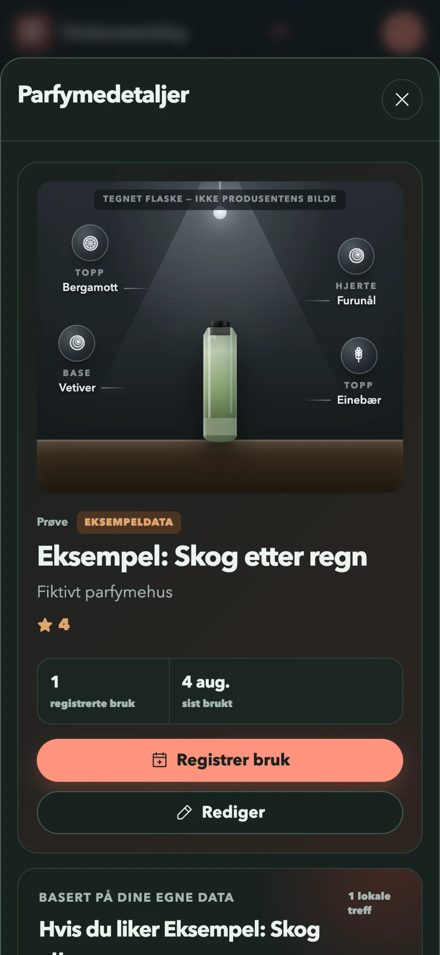 Parfymedetalj med lokale treff i Oppdag mer og tydelig begrunnelse for hvorfor den passer