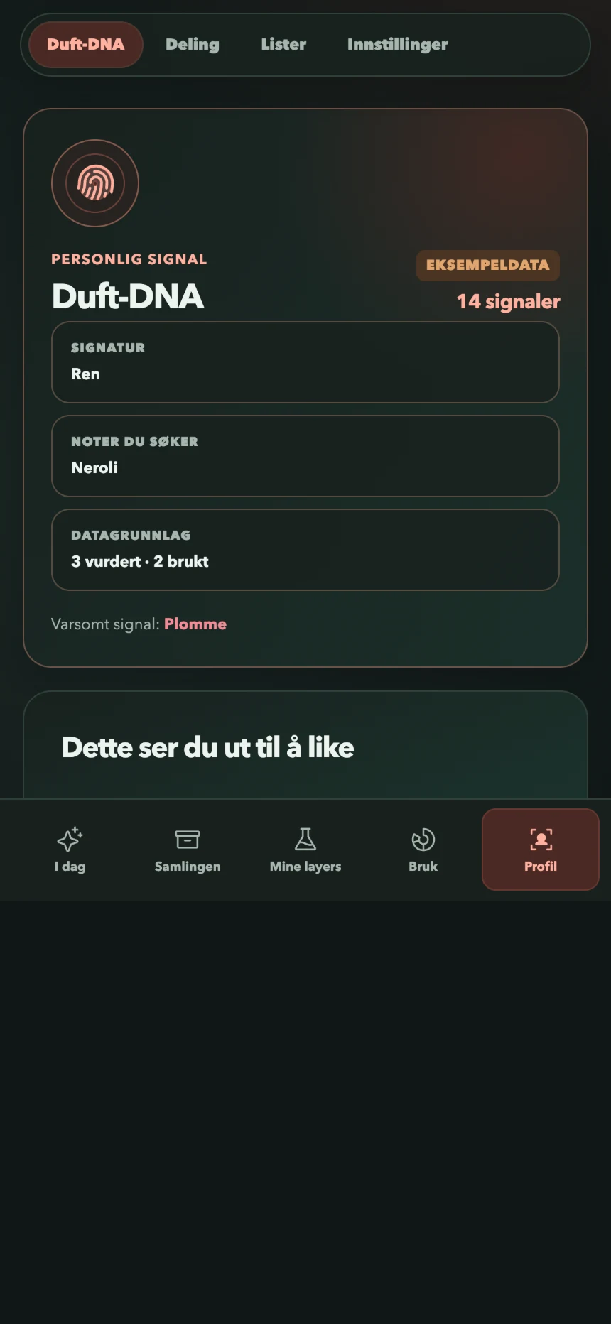 Duft-DNA i Parfymesamling med personlige stil- og notesignaler